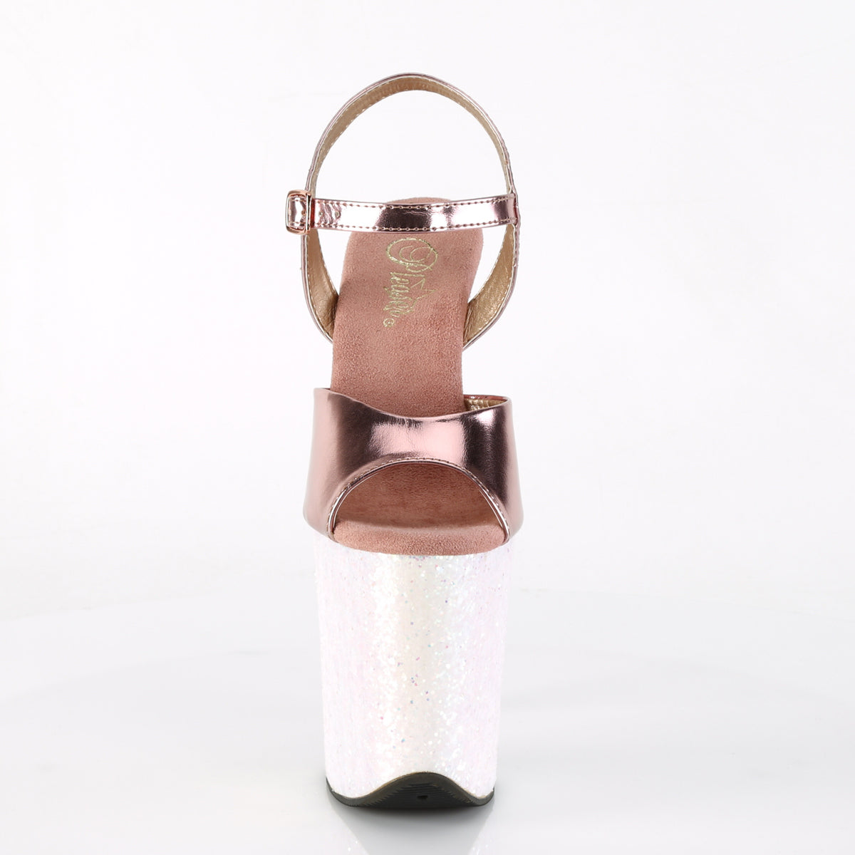 PL105FLA Sandals 8" high Plateau rose-gold / white - FLAM809LG/ROGPU/OPG