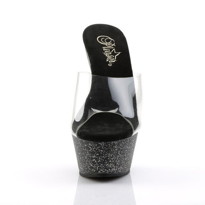 Pleaser Kiss-201MG Plateau-Pantolette Transparent/Schwarz-Glitzer – Ansicht 2