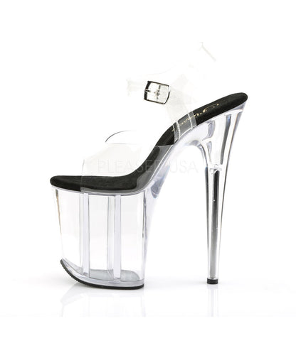 Pleaser Flamingo-808 Plateau-Sandalette Transparent-Schwarz/Transparent – Ansicht 3