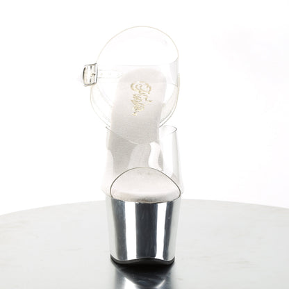 Pleaser Sky-308 Plateau-Sandalette Transparent/Silber-Chrom – Ansicht 2