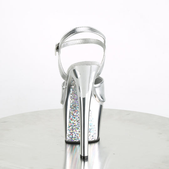 PL090 SKY Sandals 7" high Plateau silver / silver / chrome / glitter - SKY309TTG/SMPU/SCH