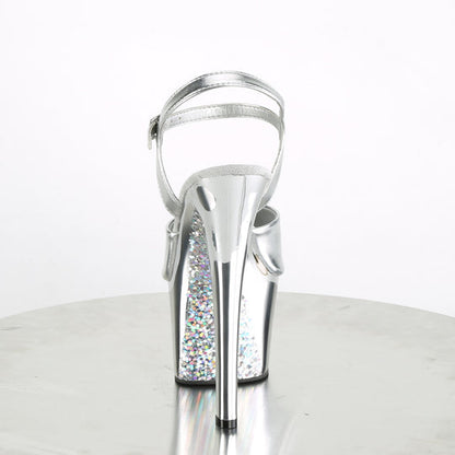 Pleaser Sky-309TTG Plateau-Sandalette Silber/Silber-Chrom – Ansicht 4