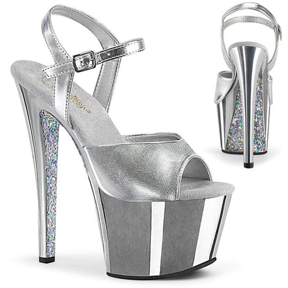 Pleaser Sky-309TTG Plateau-Sandalette Silber/Silber-Chrom – Ansicht 1