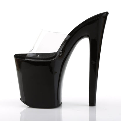 Pleaser Flamingo-801 Plateau-Pantolette Transparent/Schwarz – Ansicht 3