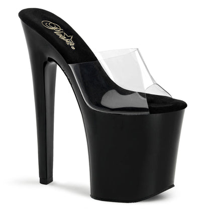 Pleaser Flamingo-801 Plateau-Pantolette Transparent/Schwarz – Ansicht 1